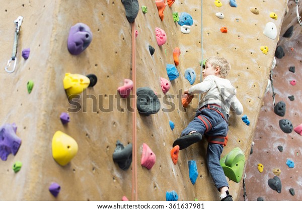 Little Active Boy Rock Climbing Indoor Stock Photo 361637981 | Shutterstock