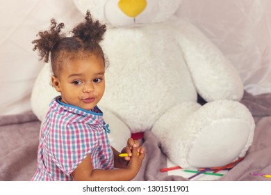 Little African American Cute Girl Looking Stock Photo 1301511901 ...