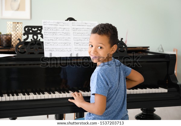 Little Africanamerican Boy Playing Grand Piano Stock Photo 1537203713 ...