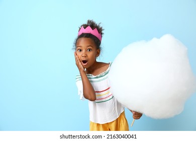 Little Africanamerican Girl Cotton Candy On Stock Photo 2163040041 ...