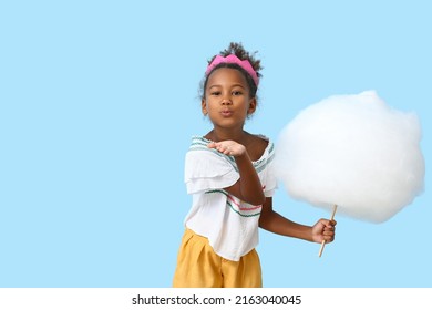 Little Africanamerican Girl Cotton Candy On Stock Photo 2163040045 ...