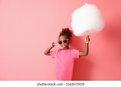 Little Africanamerican Girl Cotton Candy On Stock Photo 2163572929 ...