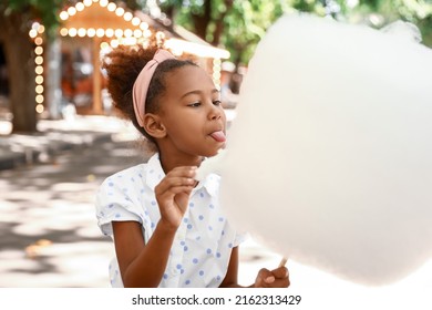 Little Africanamerican Girl Eating Cotton Candy Stock Photo 2162313429 ...