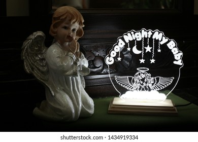 Little Angel Statue By Iluminated Transperent Led Night Light With Sign  Good Night My Baby Cocotal Punta Cana Dominican Republic
