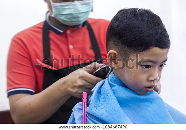Little Asian Boy Black Hair Age People Stock Image