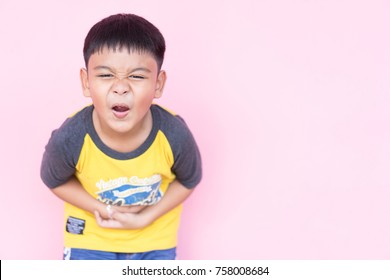 Little Asian Boy Stomach Ache.stomach Ache From Hepatitis Virus B C A.Bathroom Need.Toddler Kid Asian Boy Infection Virus Hepatitis Liver Pain.poo And Pee Problem.child Healthcare.isolated People Pain