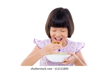 Little Asian Girl Enjoying Egg Tart