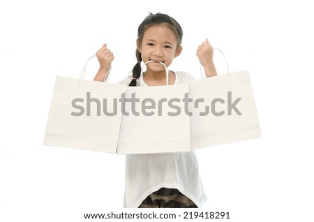 Similar – Image, Stock Photo Three shopping paper bags on blue background. Xmas shopping