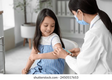 Little Asian girl receiving vaccine in clinic - Powered by Shutterstock