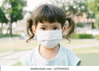 Little Asian Girl Wearing Mask Protect Stock Photo 1670194315 ...