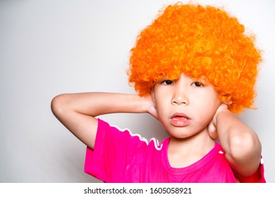 childs orange wig