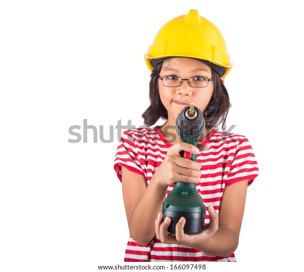 Little Asian Malay Girl Power Drill Stock Photo Edit Now 166097498