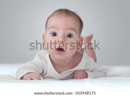 Similar – Image, Stock Photo Portrait of a three month old baby