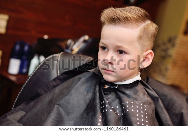 Little Baby Boy Barbers Chair Looks Stock Photo Edit Now 1160186461