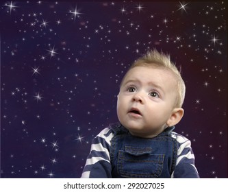 Little Baby Boy Looking Up At Stars