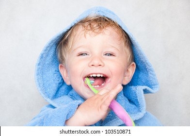 little baby boy with tooth brush