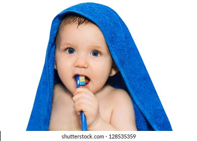 Little Baby Brushing His Teeth