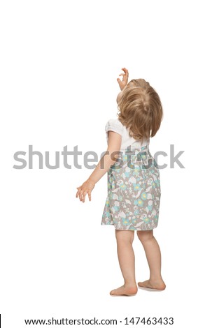 Similar – Image, Stock Photo Rear view child playing with scooter