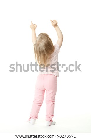 Similar – Image, Stock Photo Rear view child playing with scooter