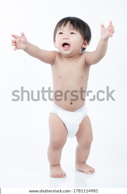 Little Baby Learning Stand Isolated On Stock Photo (Edit Now) 1781114981