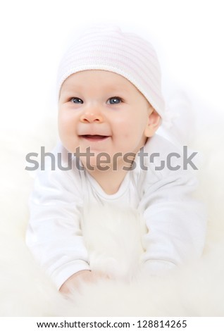 Similar – Portrait of 3 month old baby smiling.