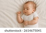 Little baby sleeping on bed. Banner for designs
