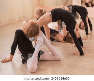 Little ballerinas warming up in the dance hall.  - Powered by Shutterstock