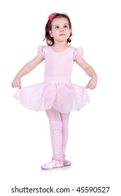 Little Ballet Dancer Isolated On A White Background