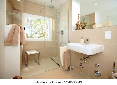 Little bathroom after renovation for seniors or handicaped persons