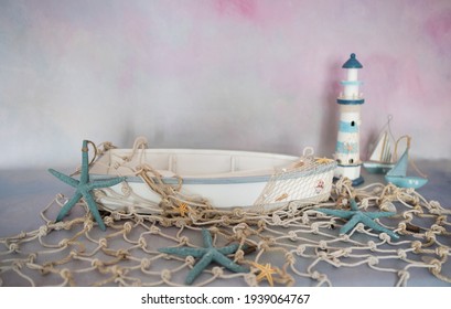 A Little Boat With Starfishes For A Newborn Baby Photo Session