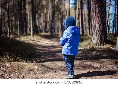 Kleiner Junge alleine im Frühlingswald