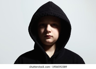 Little Boy Black Hoodie Closeup Portrait Stock Photo (Edit Now ...