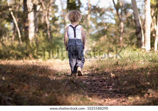 Little Boy Blonde Curly Hair Brown Stock Photo Edit Now 1025588290