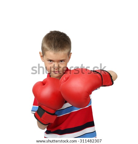 Similar – Image, Stock Photo little boy with boxing gloves on black background