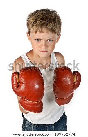 Similar – Image, Stock Photo little boy with boxing gloves on black background