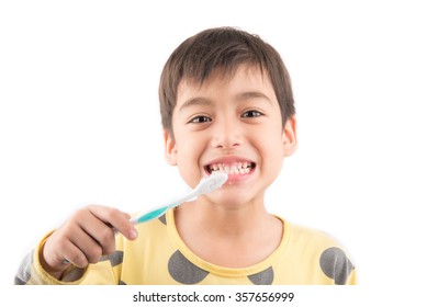 Little Boy Brushing His Teeth On Stock Photo (Edit Now) 357656999