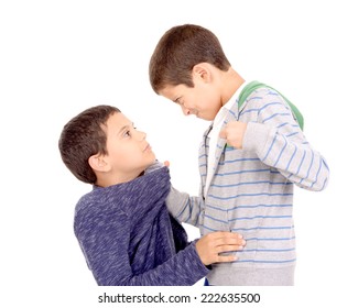 Little Boy Bullying Classmate Isolated White Stock Photo 222635500 ...