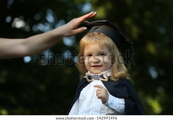Little Boy Child Black Academic Gown Stock Photo Edit Now 542991496