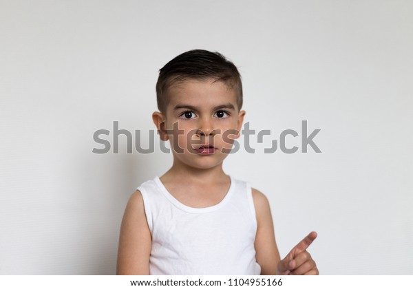 Little Boy Child White Tank Top People Stock Image