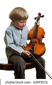 Little Boy Crying In The Violin Lesson