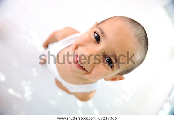 Little Boy Cute Short Hair Almost Stock Photo Edit Now 87217366