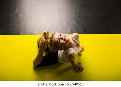 Little boy dancer in a dance studio