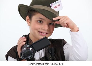 Little Boy Dressed As Reporter