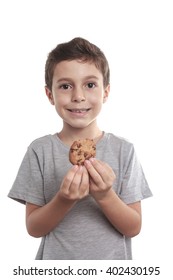 Little Boy Eating Chocolate Chip Cookie