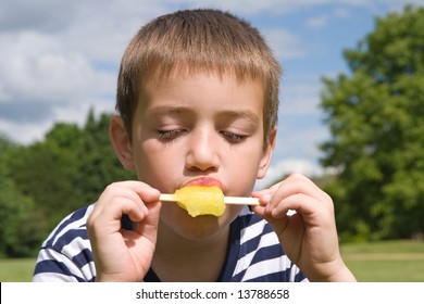 Little Boy Eating Ice Lolly