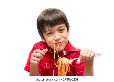 Little Boy Eating Spaghetti