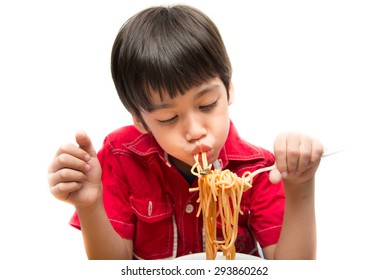 Little Boy Eating Spaghetti