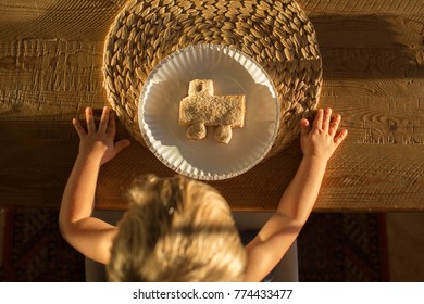 Little Boy Eating A Truck Shaped Sandwich