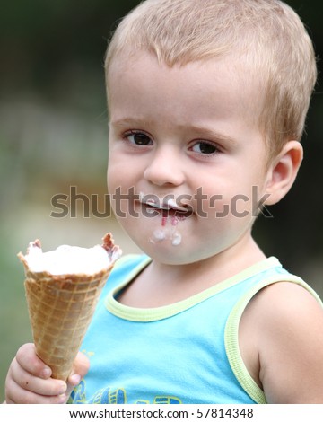 Similar – Image, Stock Photo Lovely boy eating an ice cream on the beach