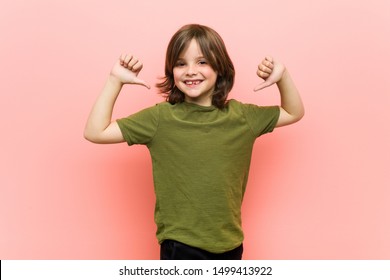 Little boy feels proud and self confident, example to follow.